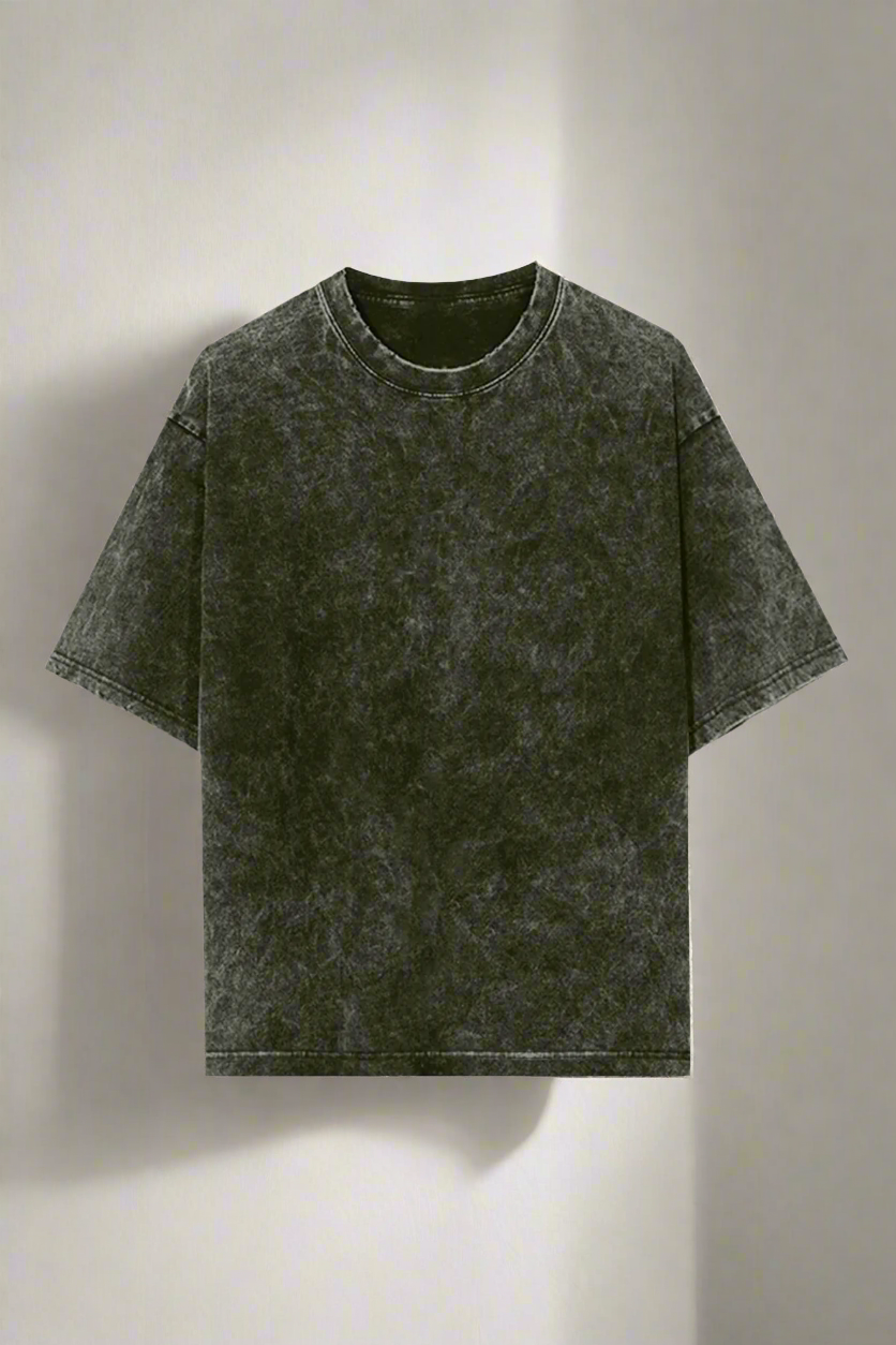 A grey t-shirt displayed against a white background, showcasing its simple and classic design.