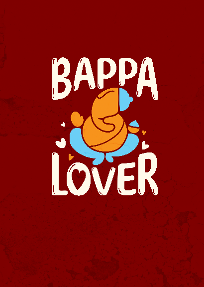 Graphic t-shirt displaying the phrase "Bappa Lover," expressing affection for the deity in a stylish design